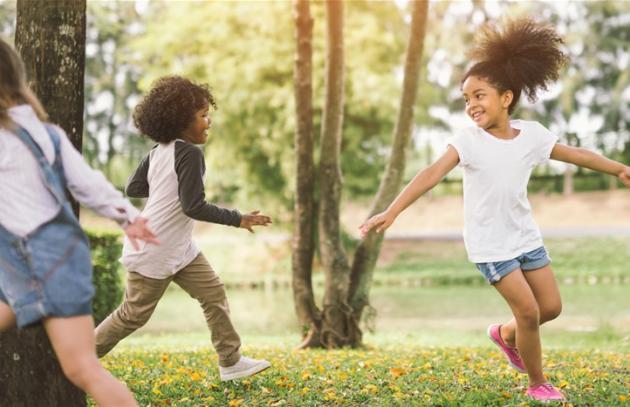 Children playing together outside